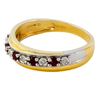 9ct gold Ruby / Diamond half eternity Ring size N